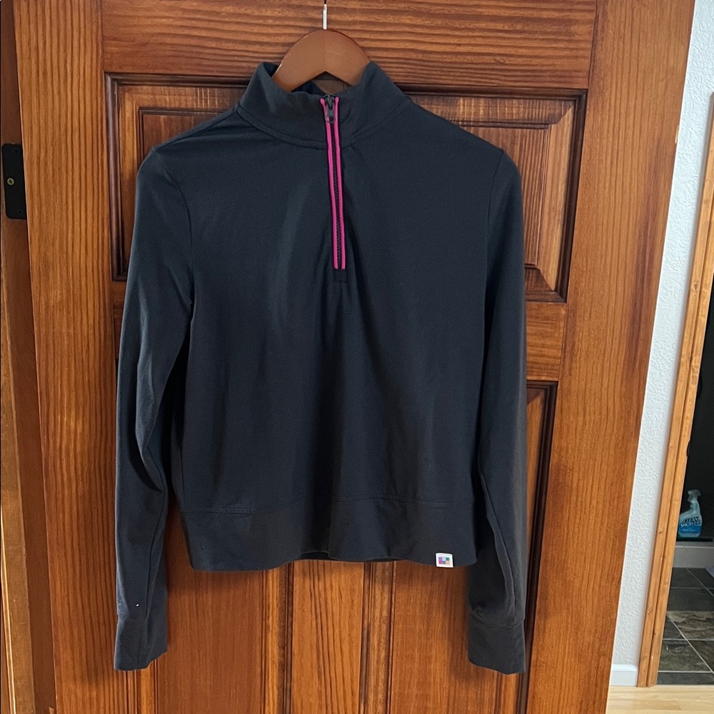 Peloton Black Long Sleeve Top with Pink Zipper